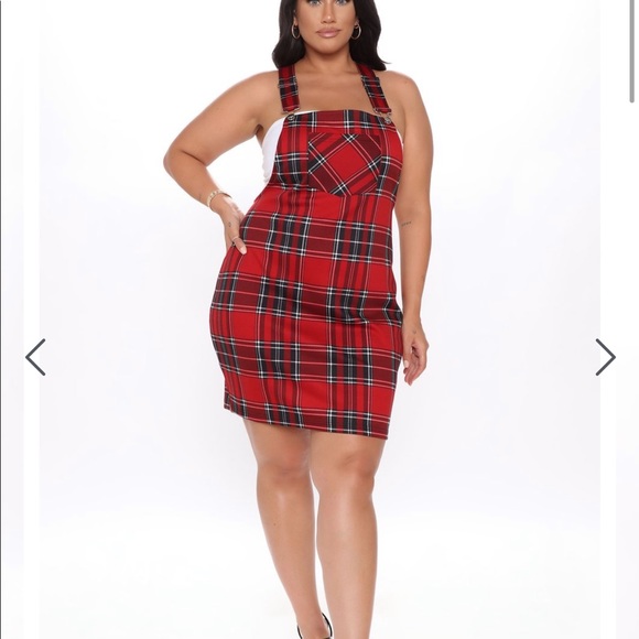 Dress Sleeveless Plus Size Plaid Overall Dress Pinafore Dress Plus Size  Plaid Dress Overalls Red Plaid Overall Dress Plus Size CEGICAP